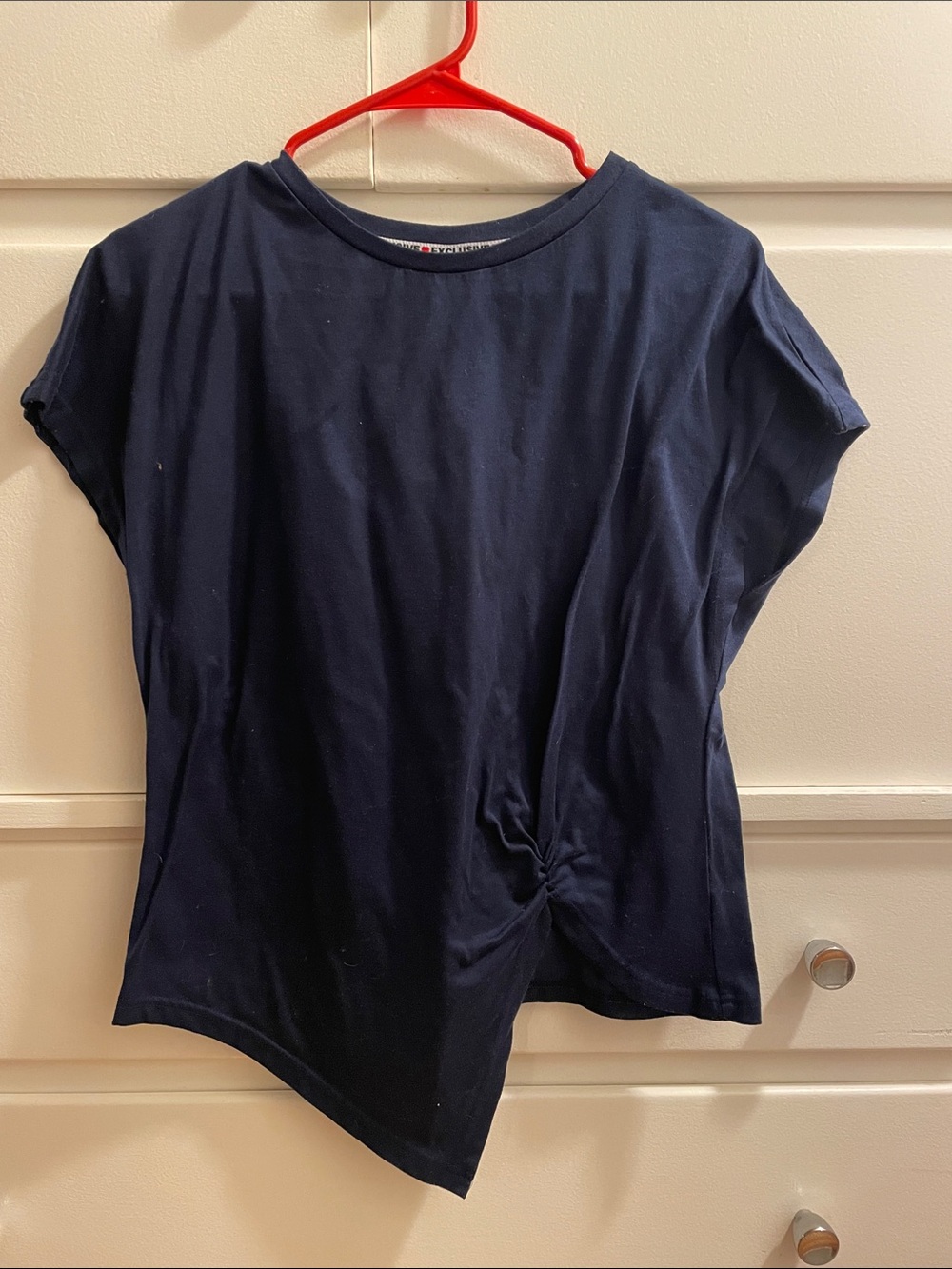 Women's Navy Short-Sleeve Tee with Side Twist